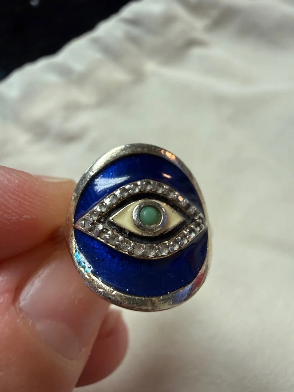 Gold Evil Eye Ring with Blue Enamel by Ross Simons size 7 - Picture 3 of 14